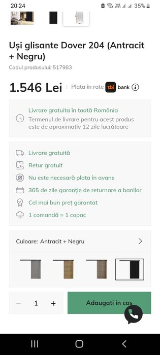 Usa Glisanta Noua produs resigilat. Nefolosit, neinstalat, preț redus