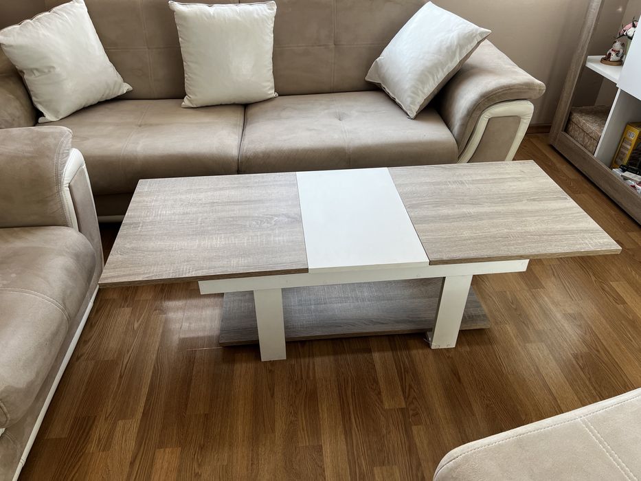 Диван, фотьойл, табуретка и холна маса