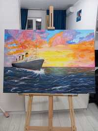 Titanic . Pictura in acril pe panza . 70x100cm