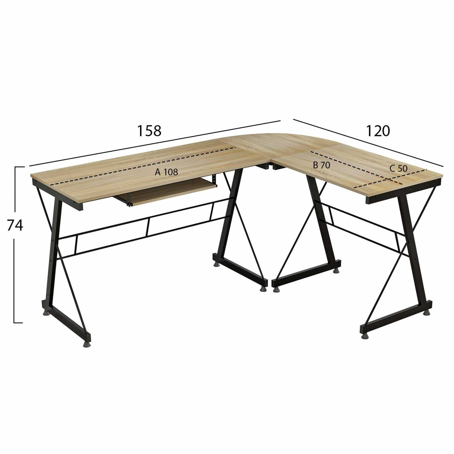 Двойно ъглово HM2127.01 бюро с метална основа 158х120х74см.