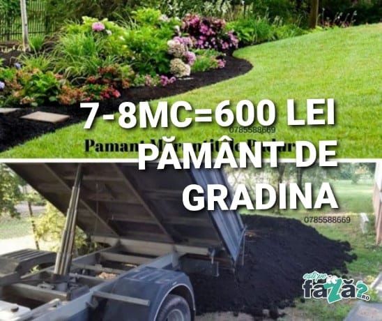 Transport pământ vand vegetal negru d pădure gazon flori gradina curte