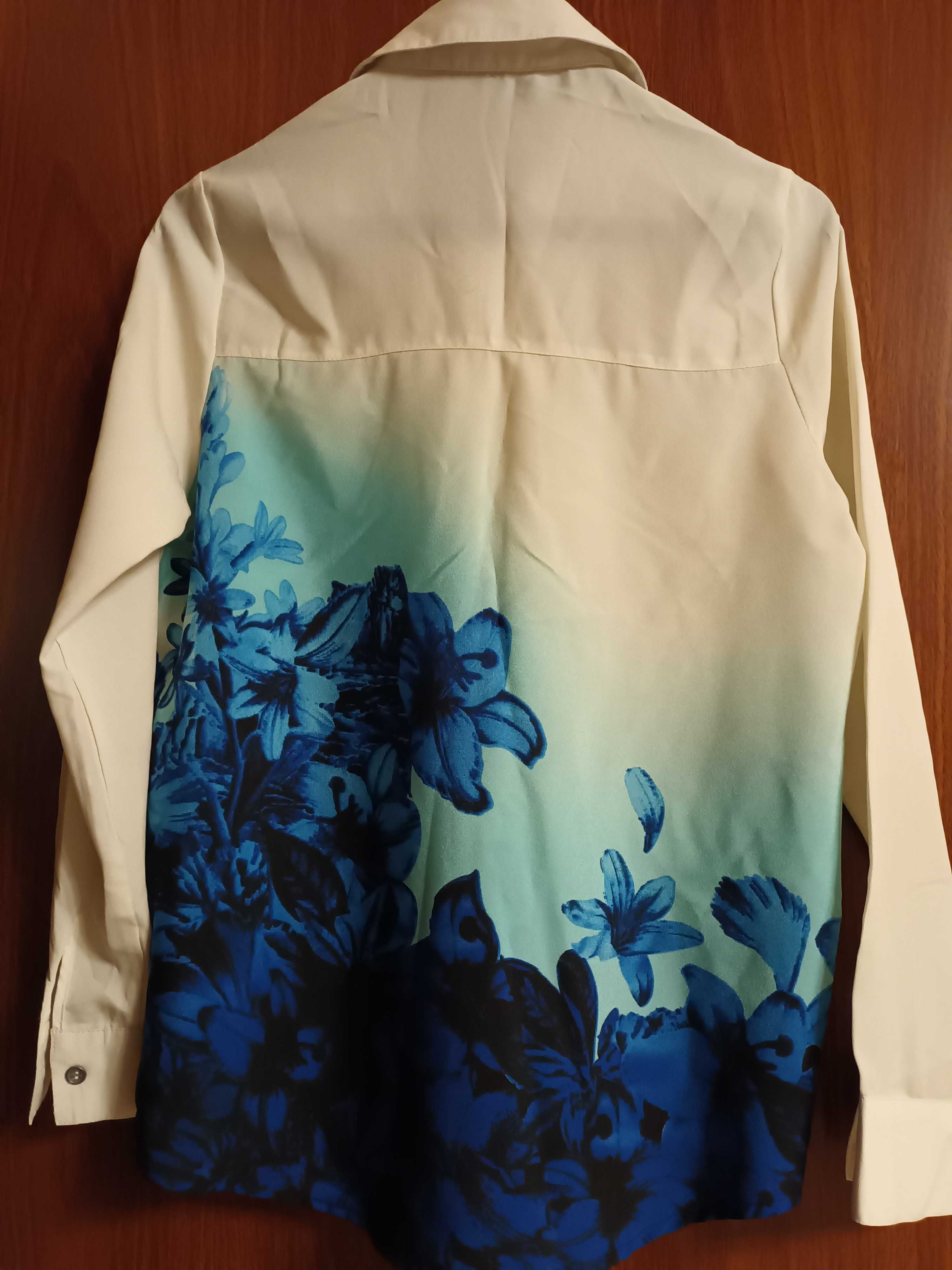 Риза Дамска  преливащо бяло - синьо