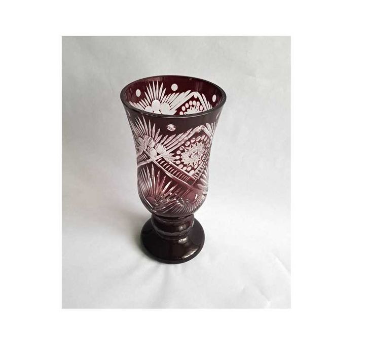 Vază din cristal autentic - roșu rubiniu Bohemia