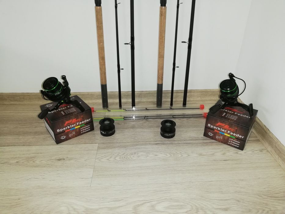 SET 2 Feedere FL Aqua Feeder 3.90 + 2 Mulinete FL Sparkler 6000