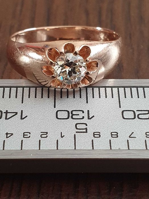 Inel unisex ghiul Gypsy aur roz diamant natural taietura veche 0,52CT