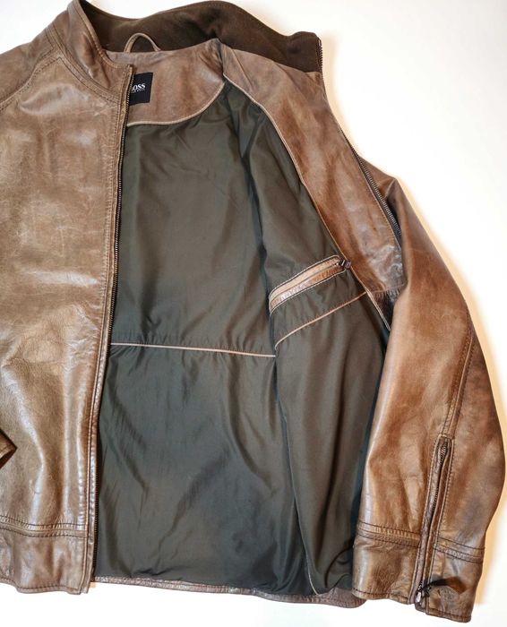 BOSS HUGO BOSS - Мъжко кожено яке от естествена кожа