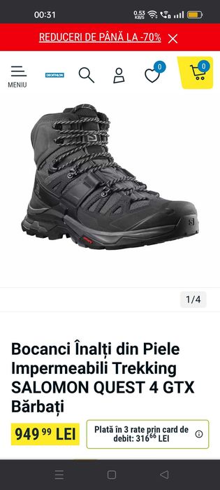 Salomon Q4 Gtx GORE-TEX Noi-Nouți măr.  41 și 1/3 .