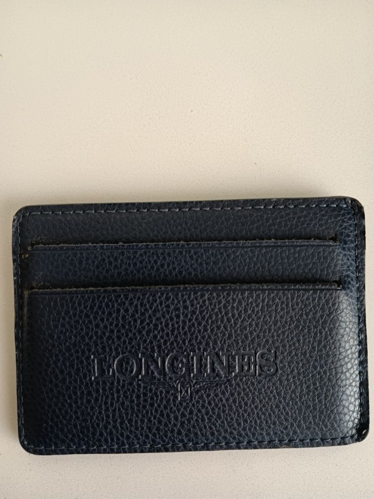 Longines кард холдър синя кожа