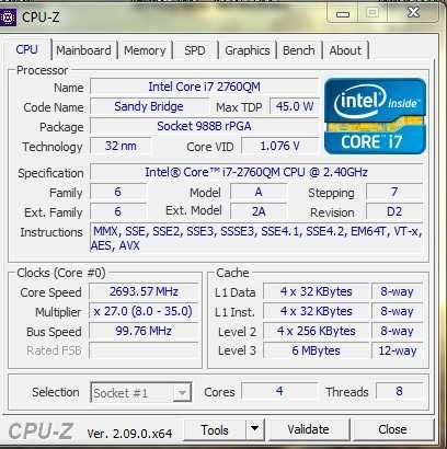 Процессор Intel Core i7-2760QM