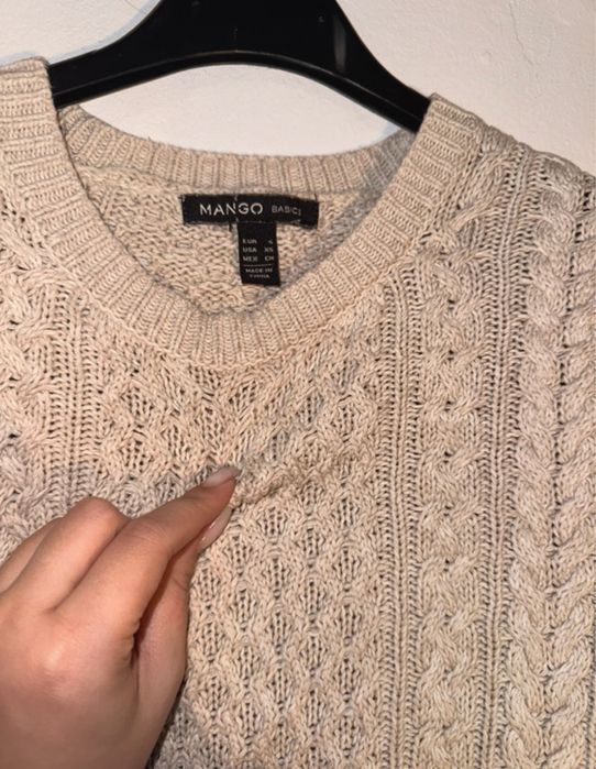 Pulover/bluza/swetear tricotat, bej,  Mango, S