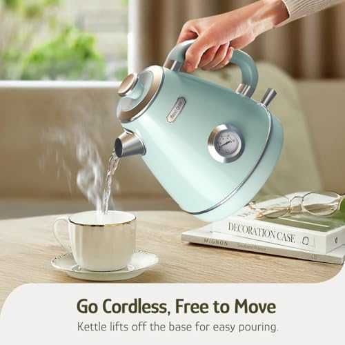 Нова Електрическа кана 1.7L 2200W неръждаема стомана термометър вода