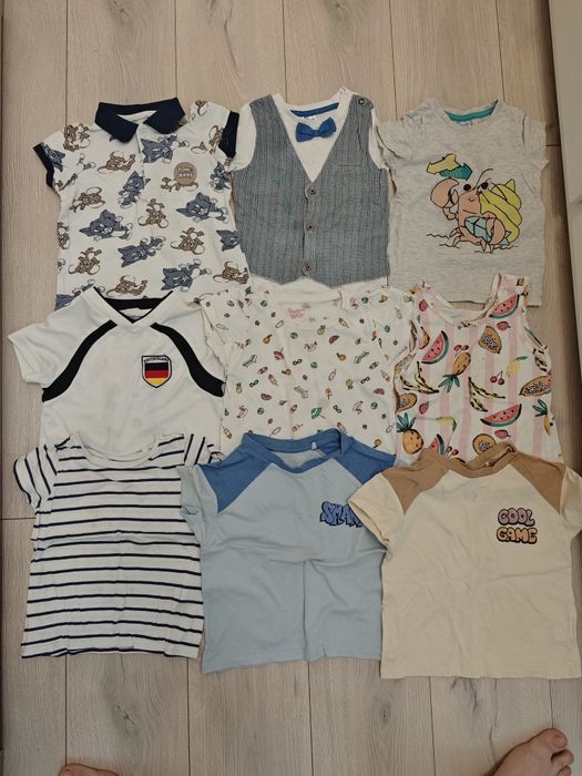 Lot mare de hainute, salopeta blugi Zara, costumașe, tricouri marime 9