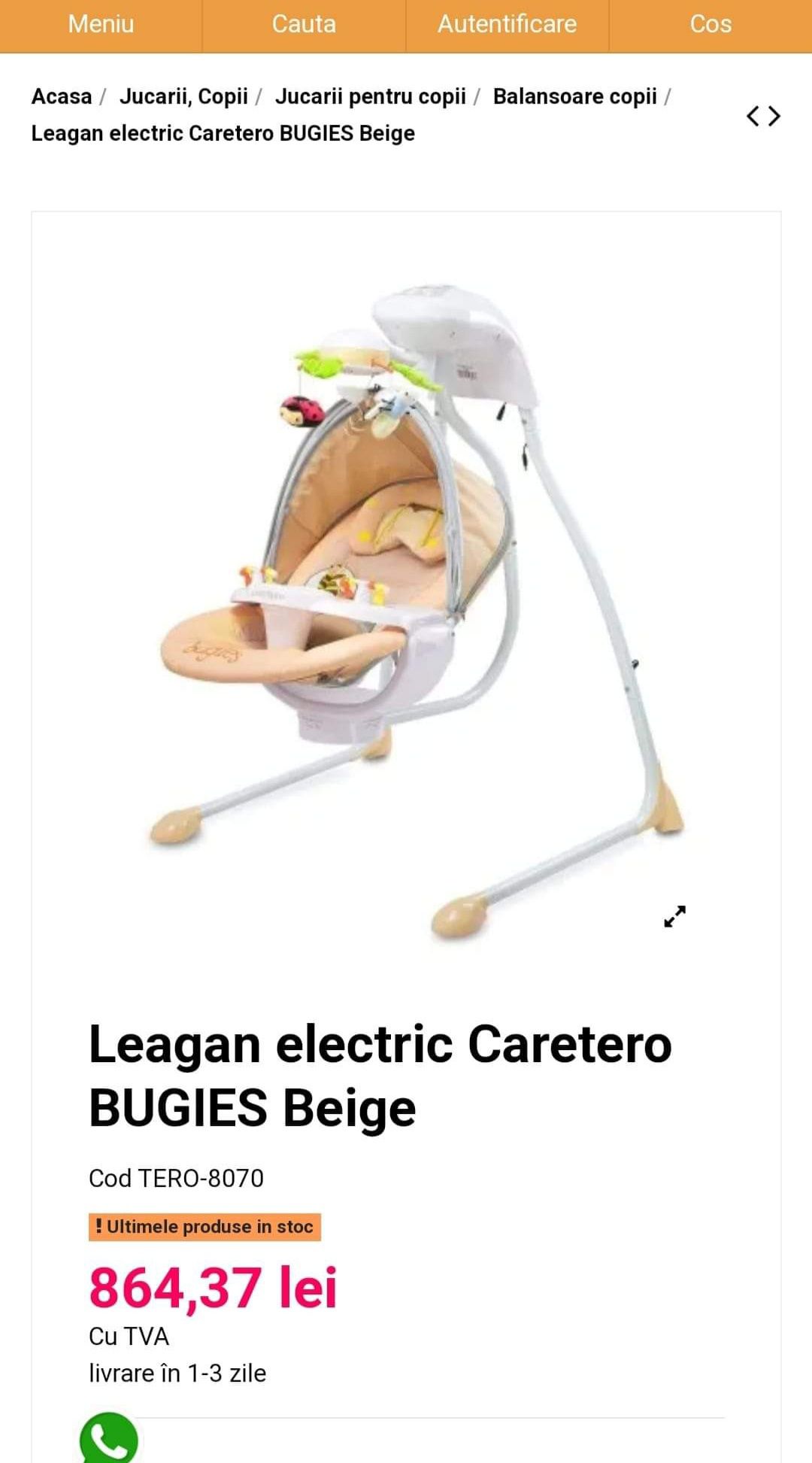 Vand leagān bebe electric