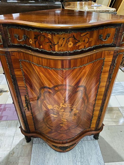 Comoda Colt Lemn Masiv Intarsie Bronz Vintage