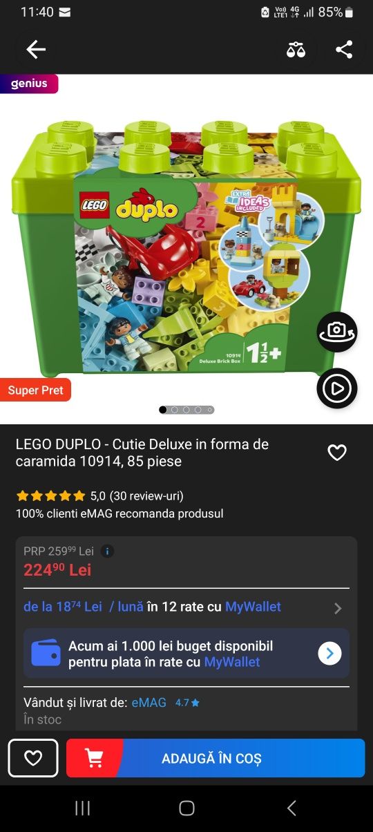 LEGO DUPLO - Cutie in forma de caramida 85 piese