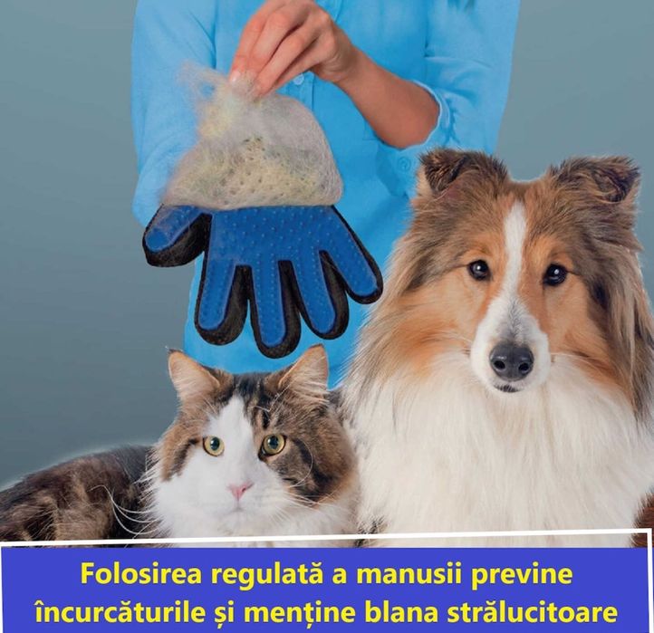 Manusa tip perie ingrijire caini si pisici elimina  cu ușurință părul