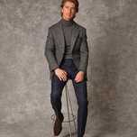 Sacou blazer de lux 54 XXL Eduard Dressler lana moale Herringbone gri