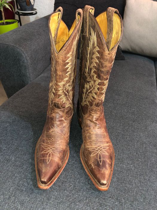 Чифт мъжки каубойски ботуши от естествена кожа ръчно изработени