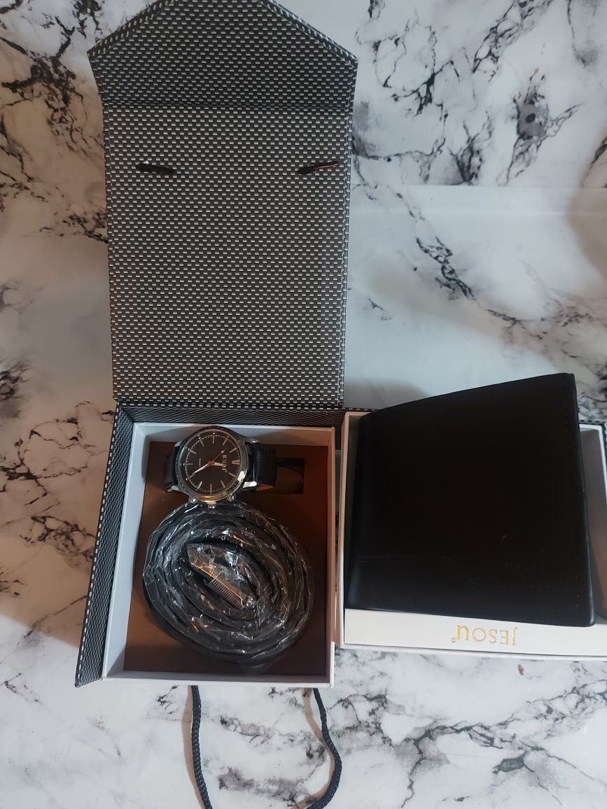Подарочный набор Jesou. Наручный Часы + Ремень + кошелёк.