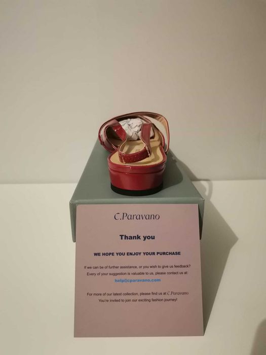 Pantofi dama C. Paravano rosii, marimea 41, noi, piele ecologica