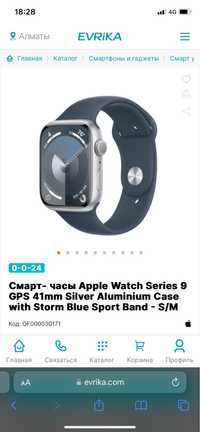 Apple Watch Series 9 41mm S/M Silver Aluminium
