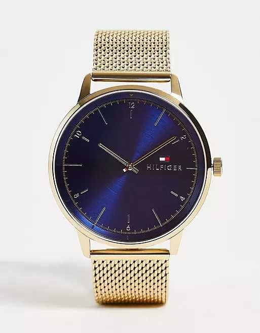 Tommy Hilfiger blue dial in gold 1791877  часовник