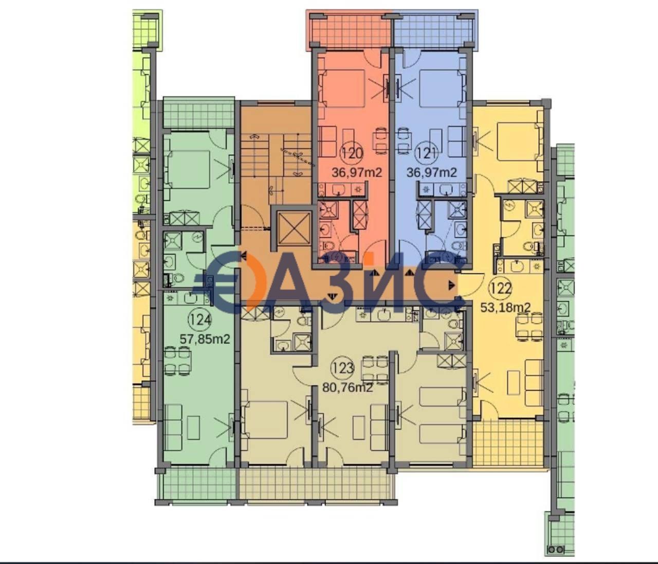 Студио в комплекс Green Fort Suites, 41,52 кв.м., Слънчев бряг,