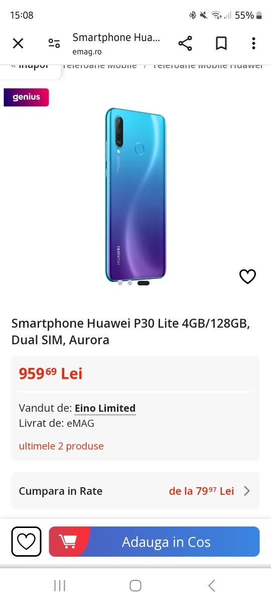 Vând Huawei p 30 lite ca nou