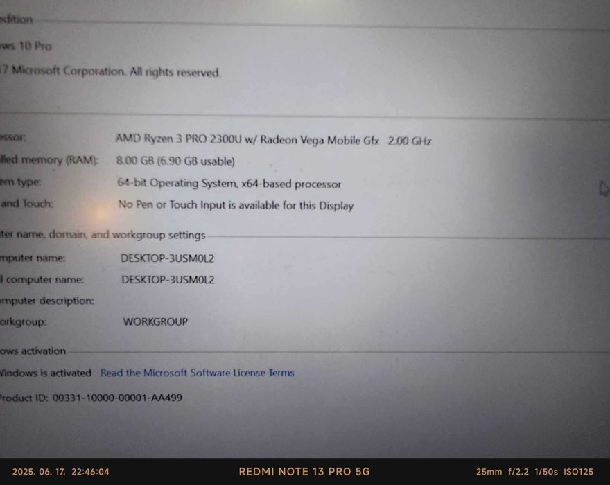 Laptop Lenovo A485 Ryzen3 Pro2300, 8Gb Ram, 240Gb SSD, Garantie!