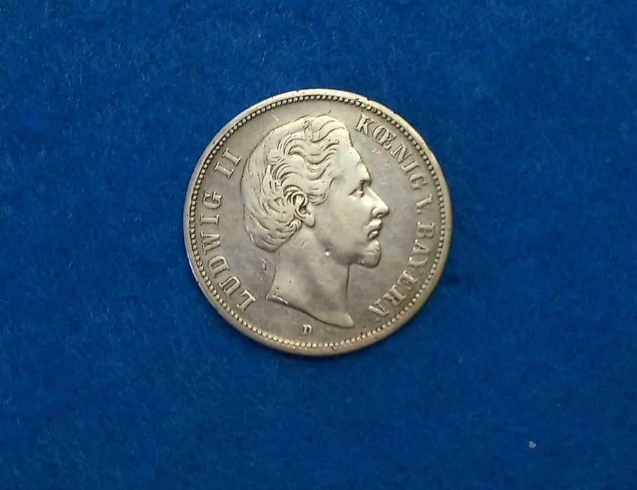 монета серебро Германия (Бавария) 1874г