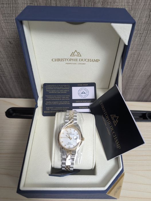 Christophe Duchamp ceas Sunray Mother of Pearl 11 Diamante Gold/Silver