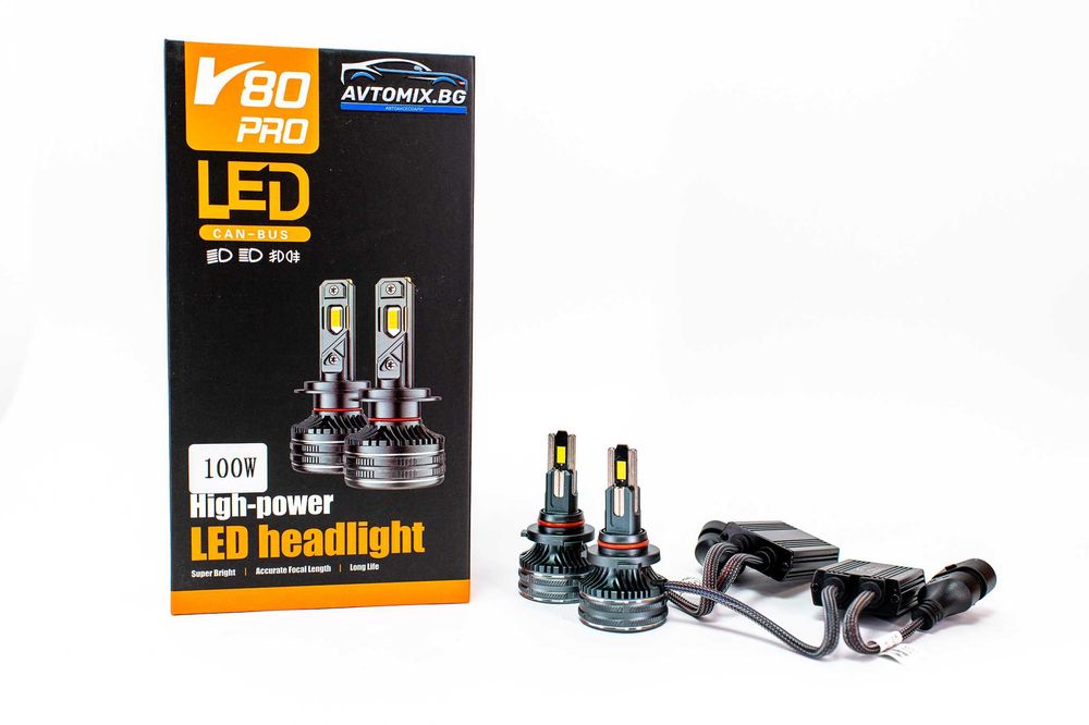 LED Крушки НB3 (9005) 100w 10000LM,12-24v canbus 1 ГОДИНА ГАРАНЦИЯ