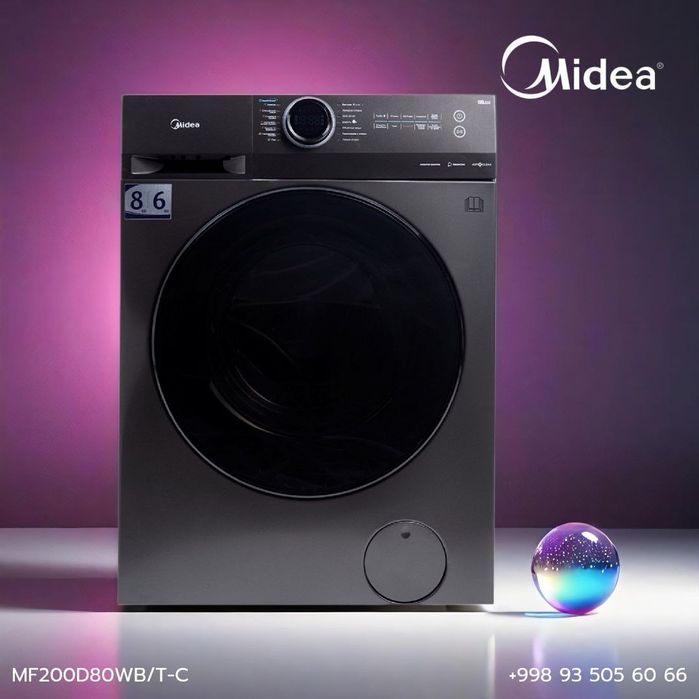 Стиральная машина Midea Inverter 8 кг + Сушка MF200D80WB/T-C