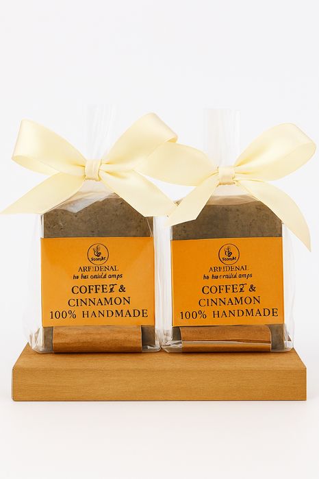 Set cadou natural – lumânare parfumată, săpun handmade cafea & scorțiș