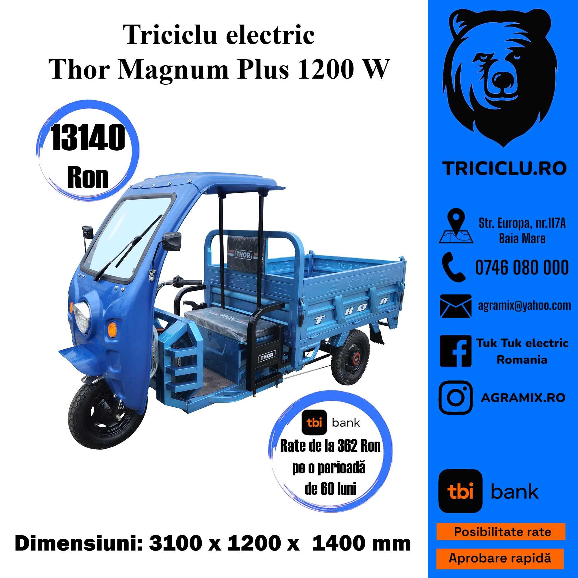 Triciclu electric NOU Thor Magnum PLUS Agramix 1200W