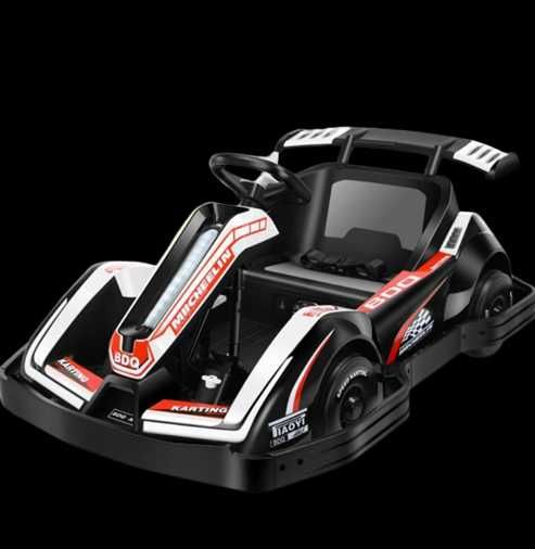 Masinuta-Kart pt. 3-11 ani, Racing 90W 12V 7Ah, telecomanda, alba