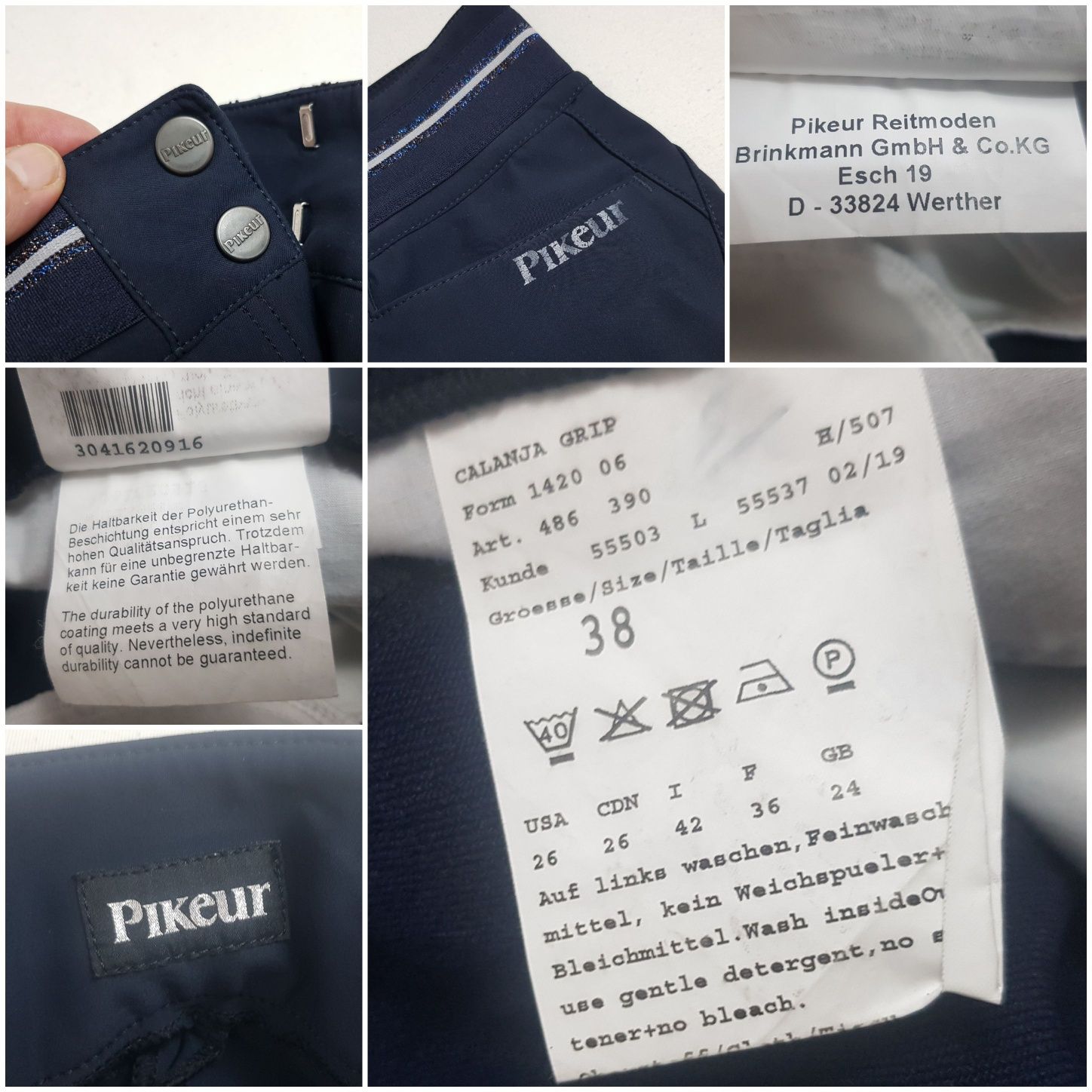 Pantaloni echităție, călarie Pikeur Calanja Grip, model nou, măsura 38