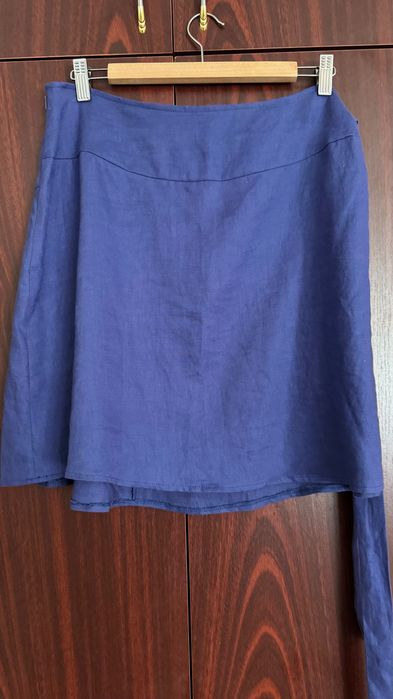 Fusta mini din in indigo