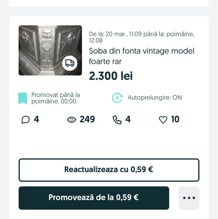 Soba din fonta vintage model foarte rar de Calan