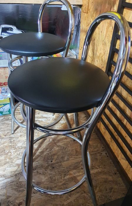 Set 2 Scaune Bar, sezut piele ecologica neagra, stare foarte buna
