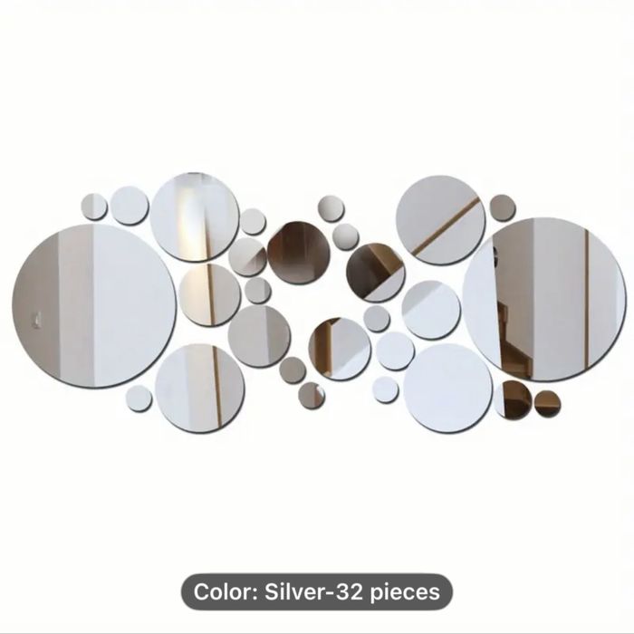 32 бр. акрилни кръгли огледални стикери за стена