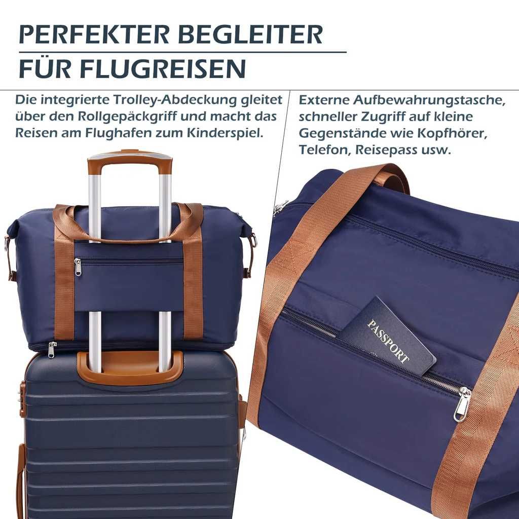 Geantă de Călătorie COOLIFE pt Femei, 40x20x25cm, Set 2 Piese, Neagră