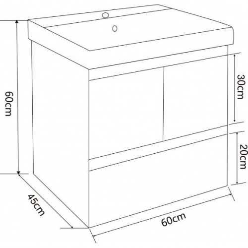 Долен конзолен PVC шкаф за баня ICP 6060