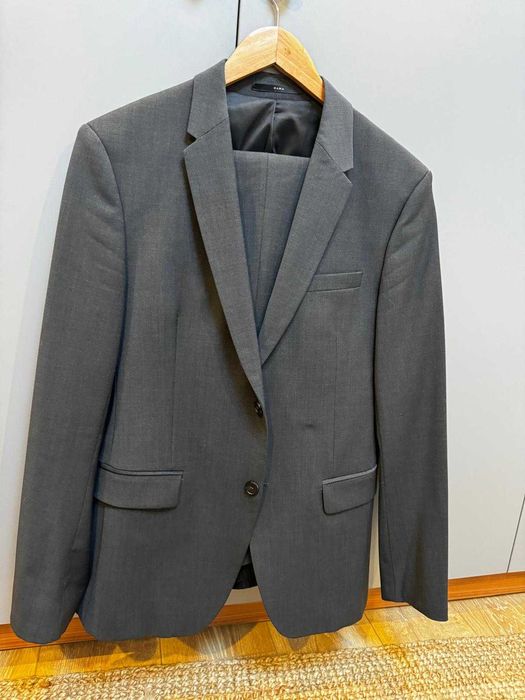 Costum Zara, marimea M, culoare gri inchis (Woolblend)