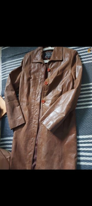 Trench de piele maro