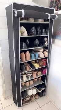Сгъваем шкаф за обувки от плат с 9 рафта, компактен шкаф за съхранение