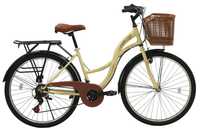 Bicicleta City Vision Holiday, culoare Crem, roata 24", cadru din otel
