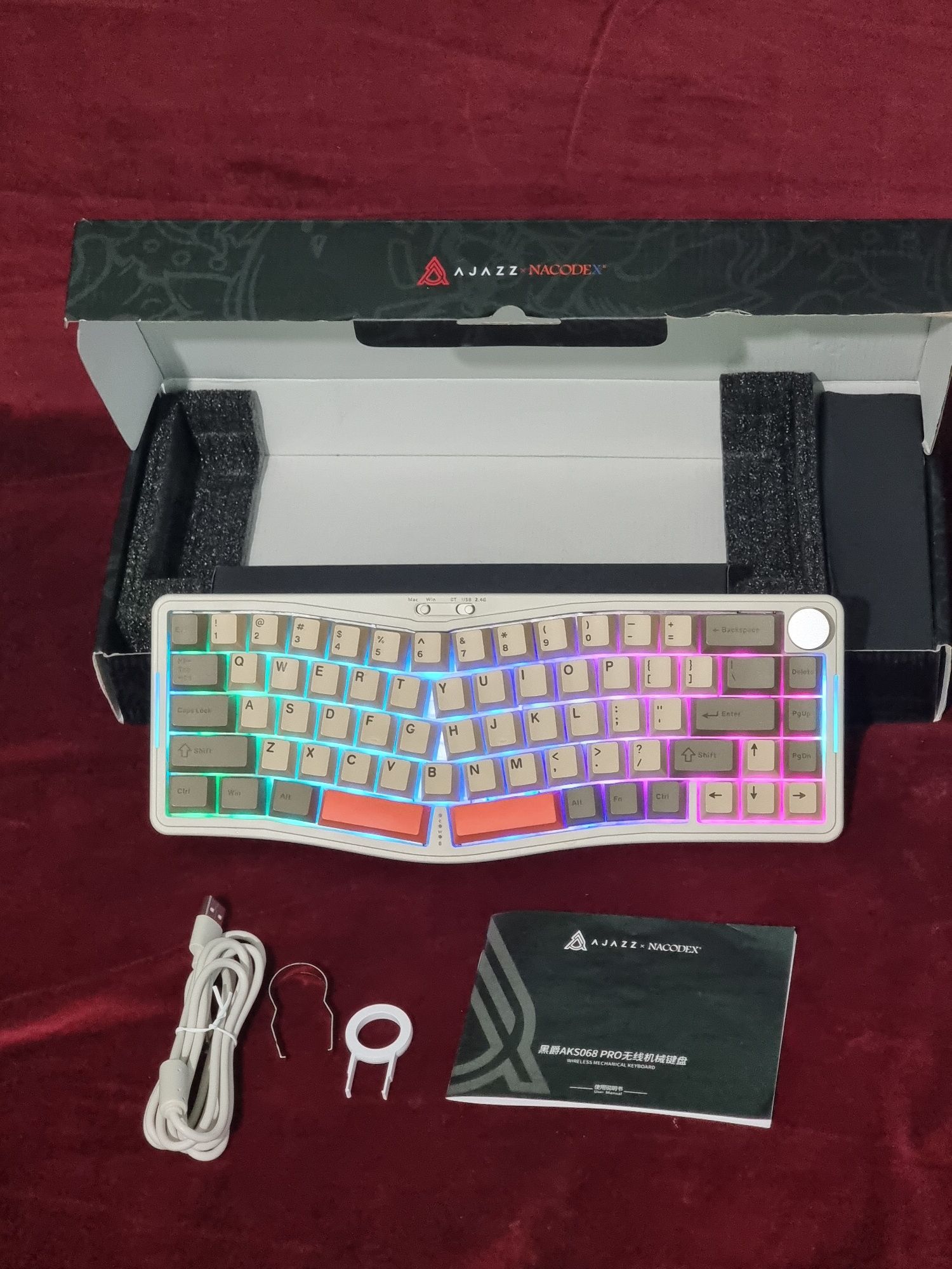 AJAZZ AKS068 Pro Egronomic klaviatura 
Alice Layout VIA uch rejimli me