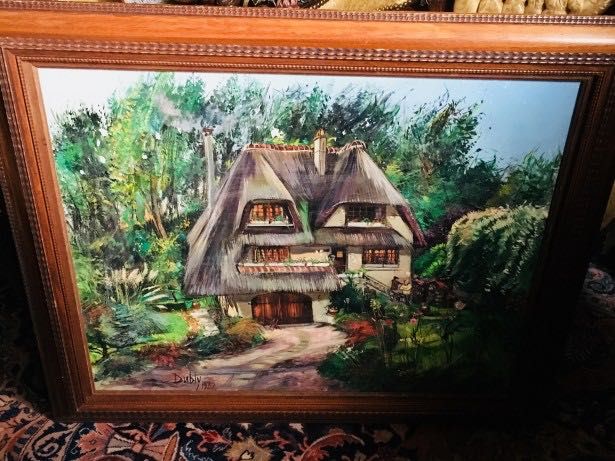 Pictură impresionistă-semnata-Peisaj montan-ulei pe panză-Franta