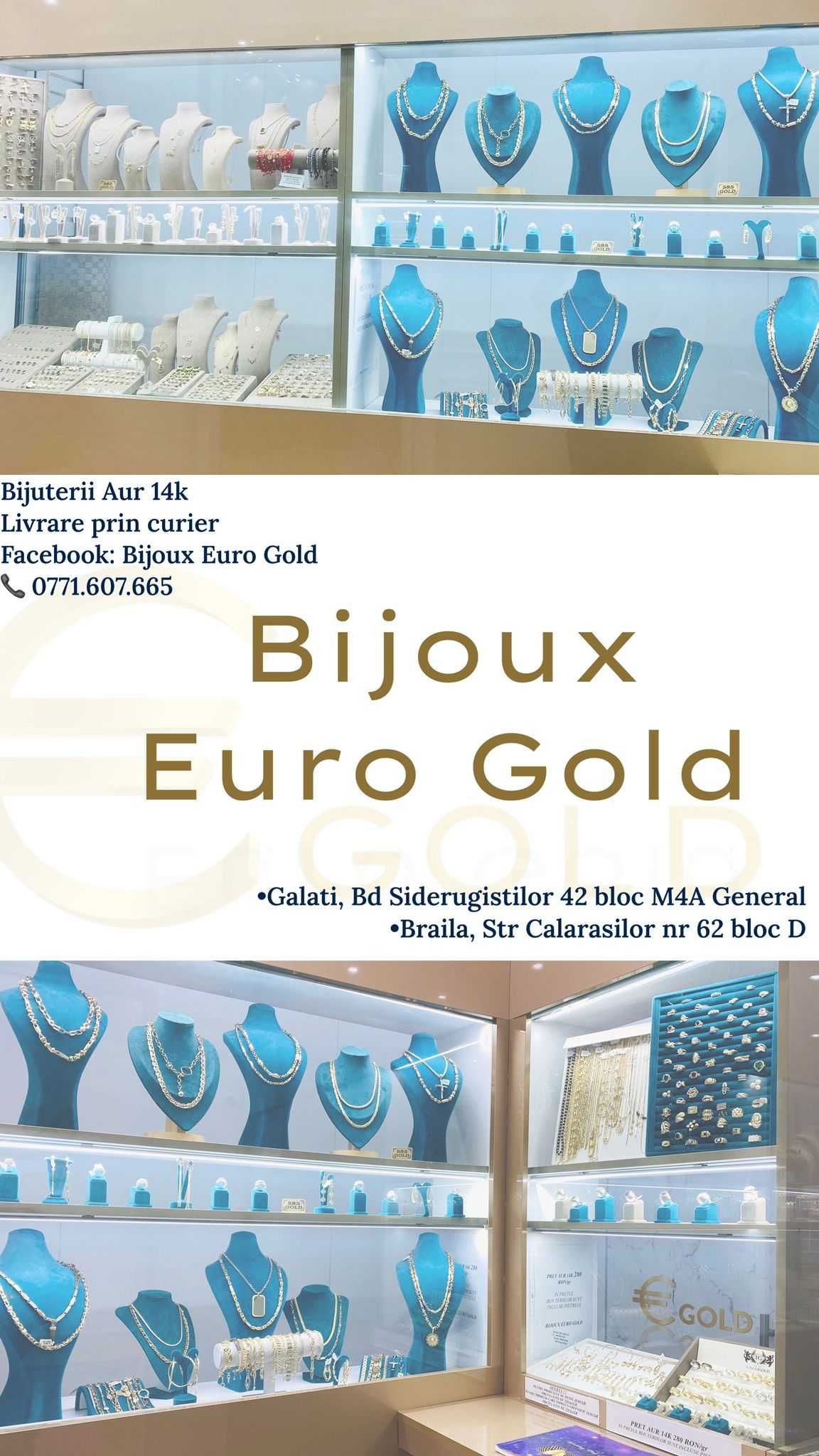 (2974) Cercei Aur 14k, 2,11 grame FB Bijoux Euro Gold 320 lei gr